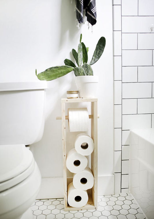 Bamboo toilet paper storage